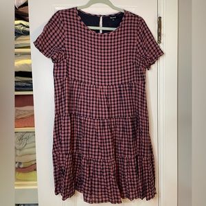 Madewell Tiered Mini Dress in Gingham